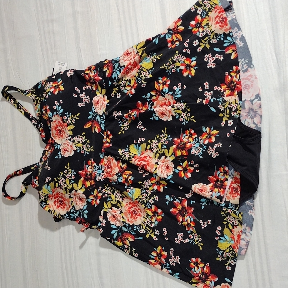 Torrid Sz 1 1x Swimdress Darlene Floral Tie Side Brand New With Tags Nwt